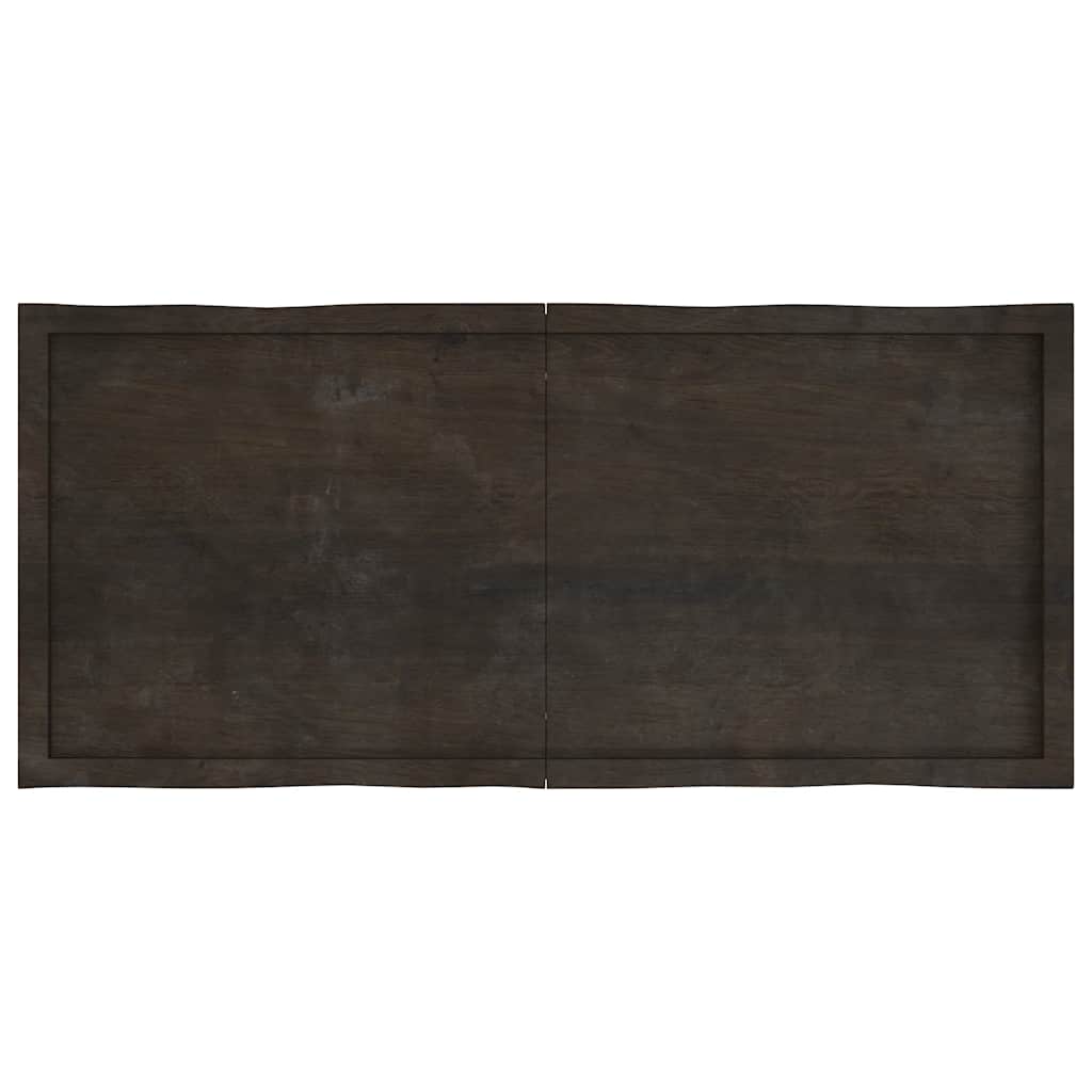 bordplade 140x60x(2-4) cm naturlig kant behandlet træ mørkebrun