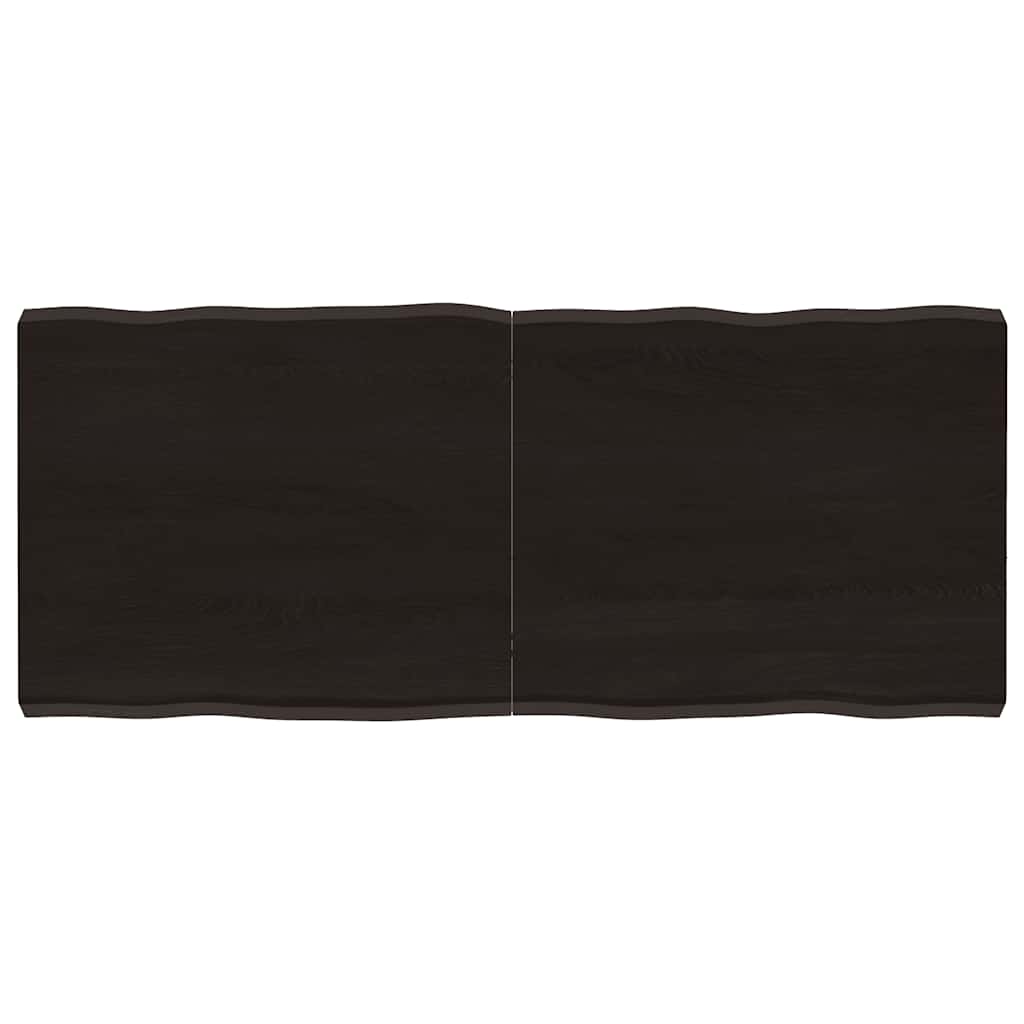 bordplade 140x60x(2-6) cm naturlig kant behandlet træ mørkebrun billede