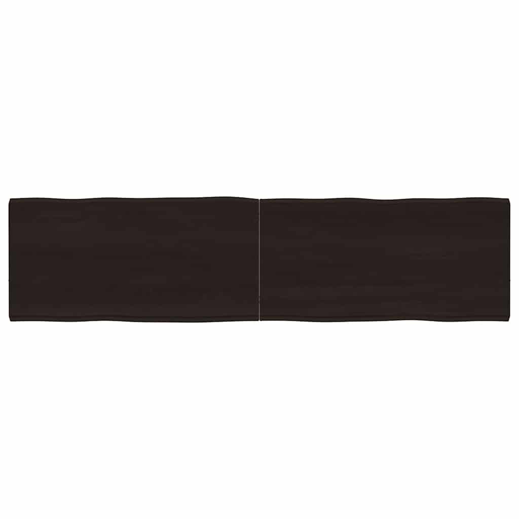 bordplade 160x40x(2-4) cm naturlig kant behandlet træ mørkebrun