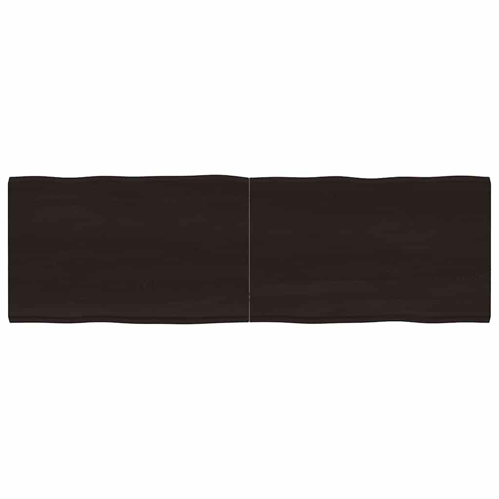bordplade 160x50x(2-4) cm naturlig kant behandlet træ mørkebrun