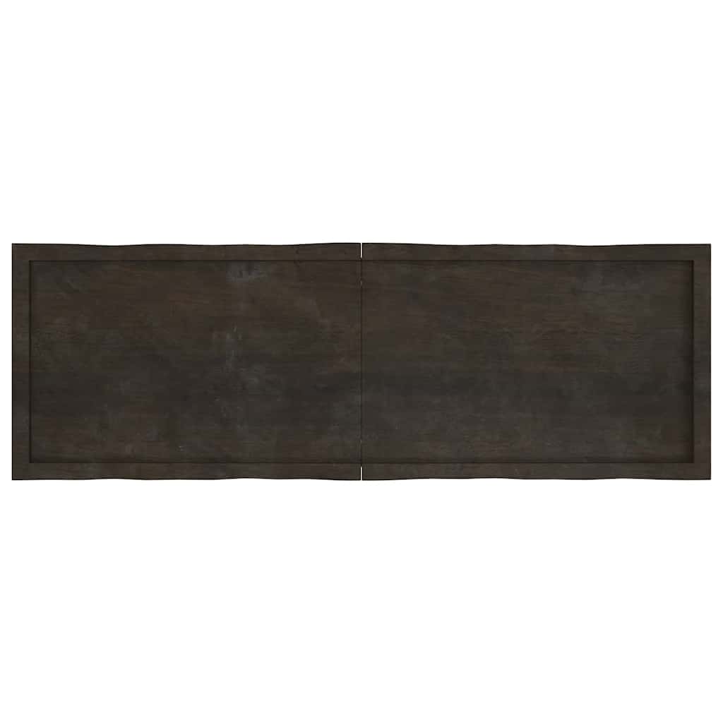 bordplade 160x50x(2-4) cm naturlig kant behandlet træ mørkebrun
