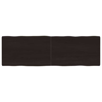 bordplade 160x50x(2-6) cm naturlig kant behandlet træ mørkebrun