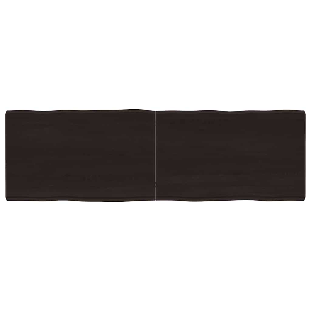 bordplade 160x50x(2-6) cm naturlig kant behandlet træ mørkebrun