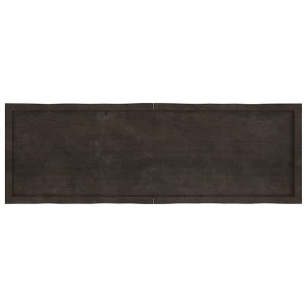 bordplade 160x50x(2-6) cm naturlig kant behandlet træ mørkebrun
