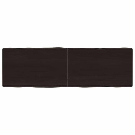 bordplade 160x50x(2-6) cm naturlig kant behandlet træ mørkebrun