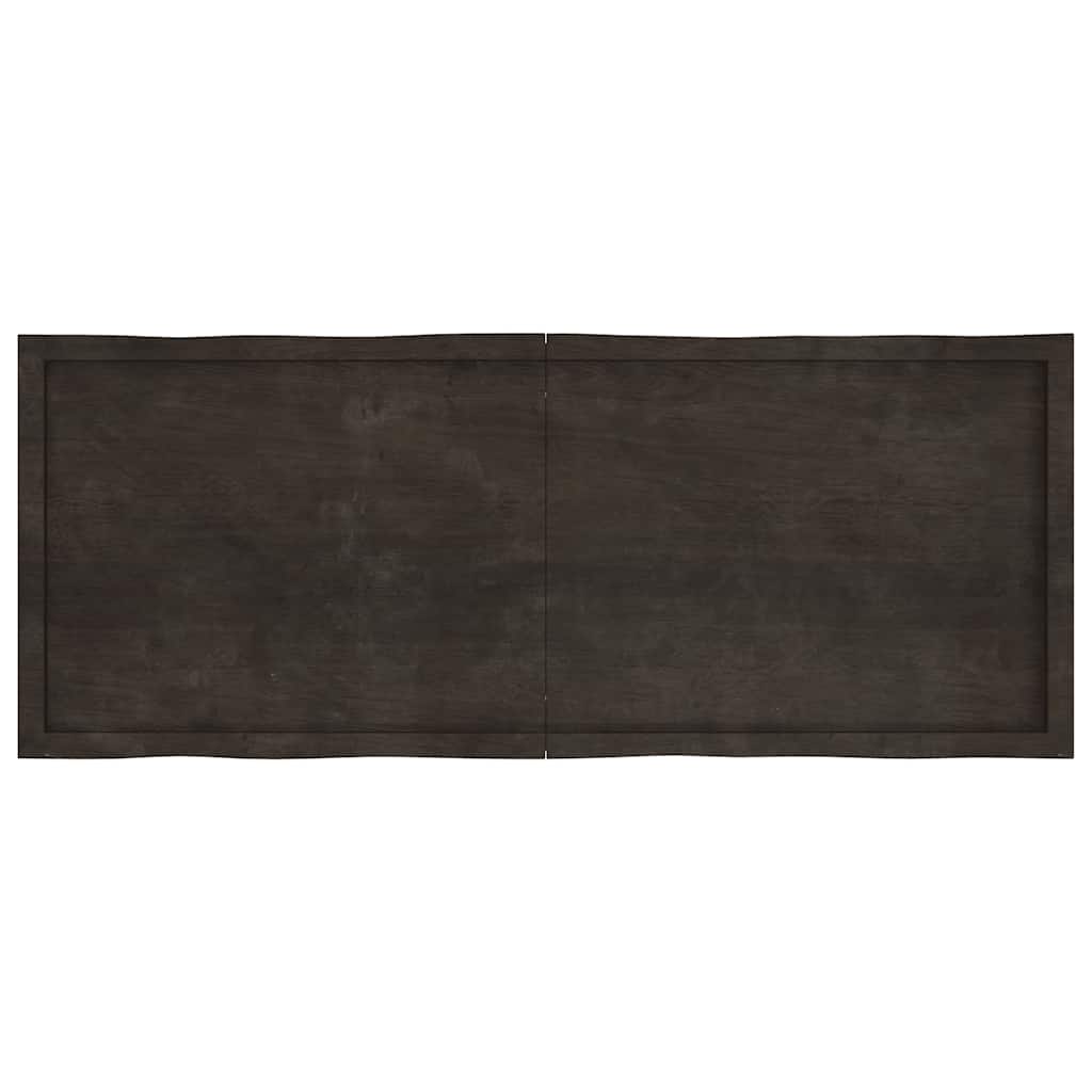 bordplade 160x60x(2-6) cm naturlig kant behandlet træ mørkebrun