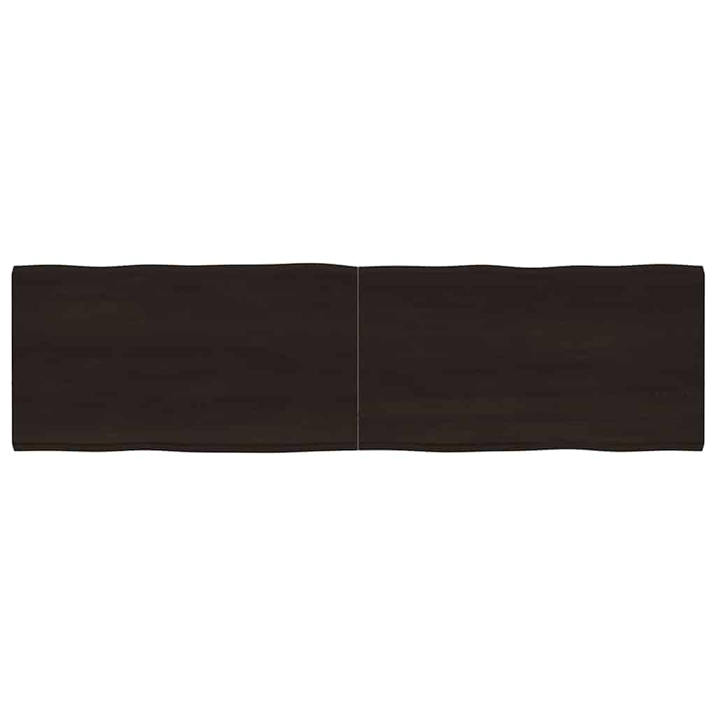 bordplade 180x50x(2-4) cm naturlig kant behandlet træ mørkebrun billede