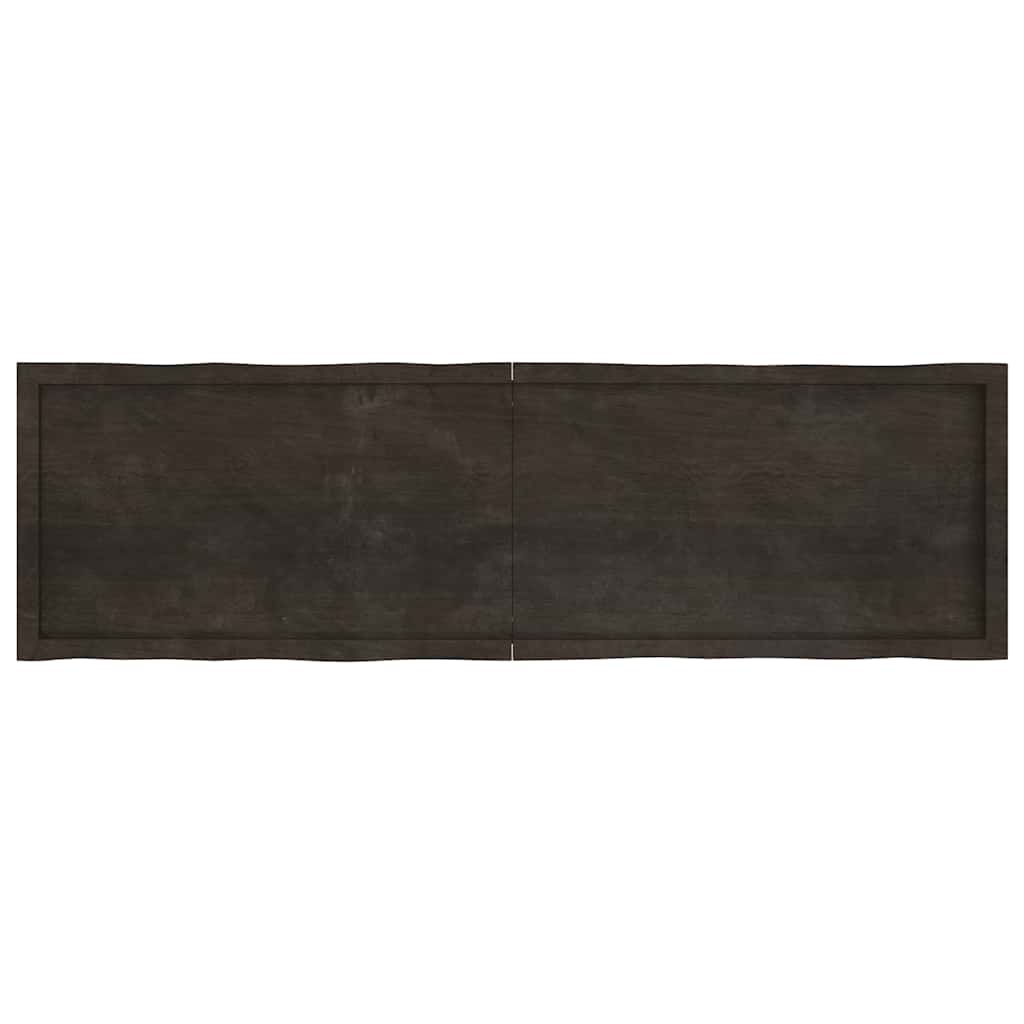 bordplade 180x50x(2-4) cm naturlig kant behandlet træ mørkebrun