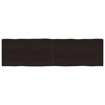 bordplade 180x50x(2-4) cm naturlig kant behandlet træ mørkebrun