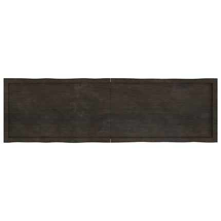 bordplade 180x50x(2-6) cm naturlig kant behandlet træ mørkebrun