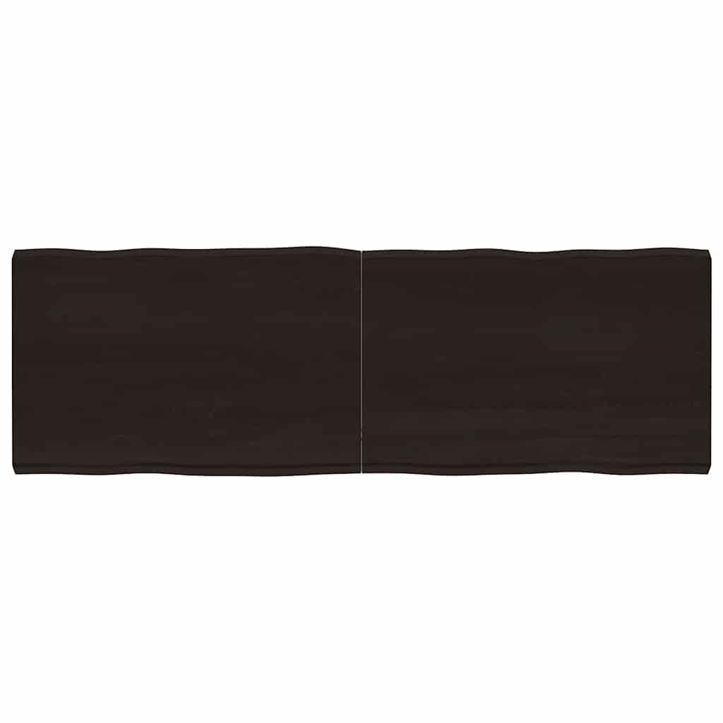 bordplade 180x60x(2-6) cm naturlig kant behandlet træ mørkebrun billede