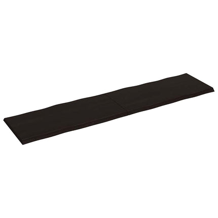 bordplade 200x50x(2-4) cm naturlig kant behandlet træ mørkebrun