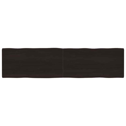 bordplade 200x50x(2-6) cm naturlig kant behandlet træ mørkebrun