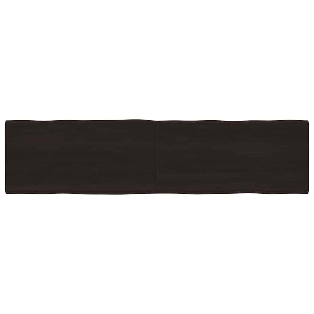 Bordplade i massivt egetræ 200×50×(2-6) cm - naturlig kant, mørkebrun, behandlet