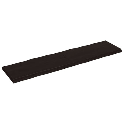 bordplade 200x50x(2-6) cm naturlig kant behandlet træ mørkebrun