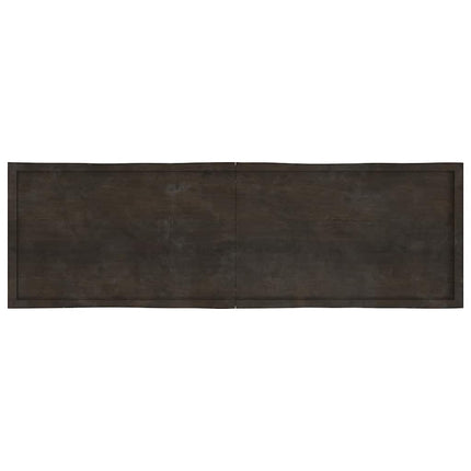 bordplade 200x60x(2-4) cm naturlig kant behandlet træ mørkebrun