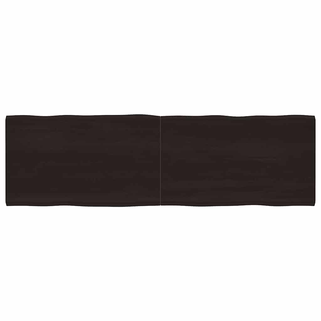 bordplade 200x60x(2-6) cm naturlig kant behandlet træ mørkebrun