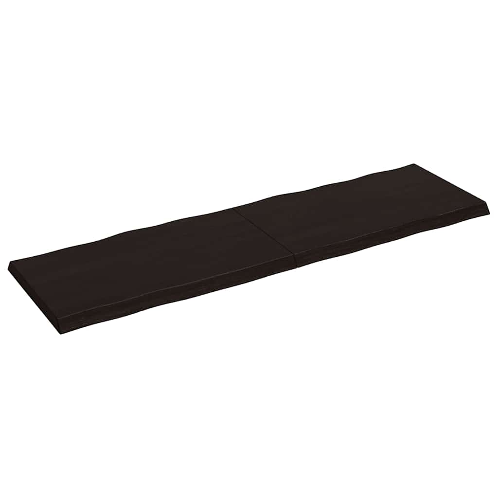 bordplade 200x60x(2-6) cm naturlig kant behandlet træ mørkebrun
