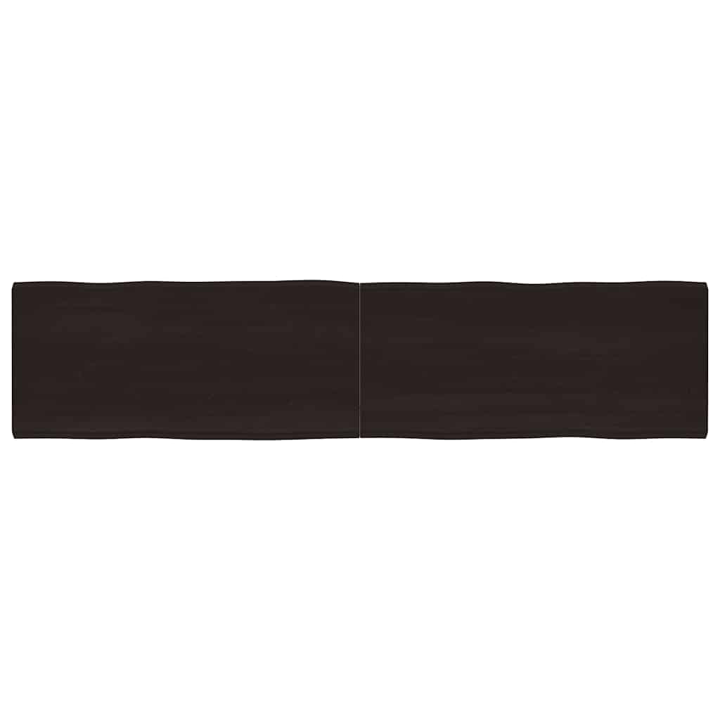 bordplade 220x50x(2-6) cm naturlig kant behandlet træ mørkebrun billede