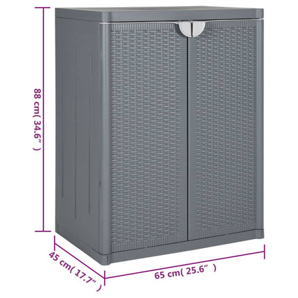 opbevaringsskab til haven 65x45x88 cm polyrattan grå