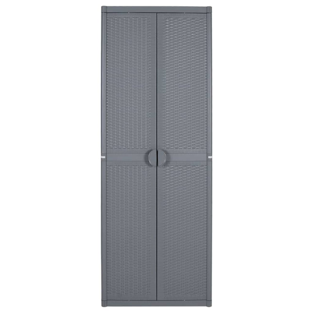 opbevaringsskab til haven 65x45x172 cm polyrattan grå