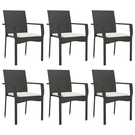 spisebordssæt til haven 7 dele med hynder polyrattan sort