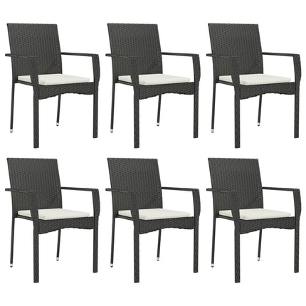 spisebordssæt til haven 7 dele med hynder polyrattan sort