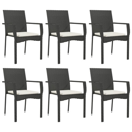 spisebordssæt til haven 7 dele med hynder polyrattan sort