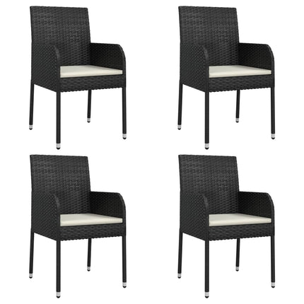 spisebordssæt til haven 5 dele med hynder polyrattan sort