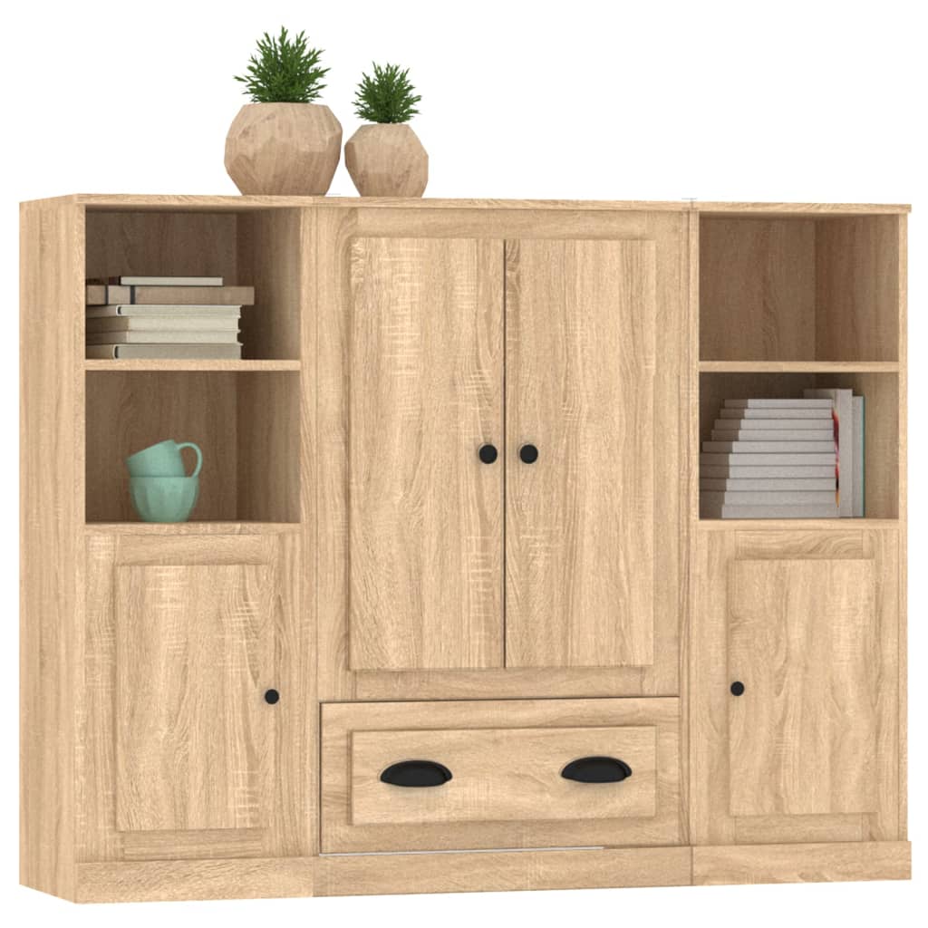 skænke 3 stk. konstrueret træ sonoma-eg