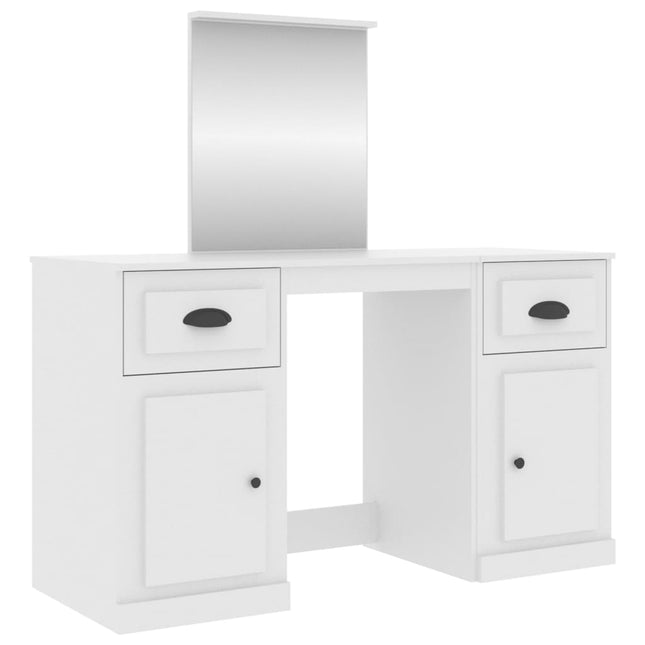 makeupbord med spejl 130x50x132,5 cm hvid