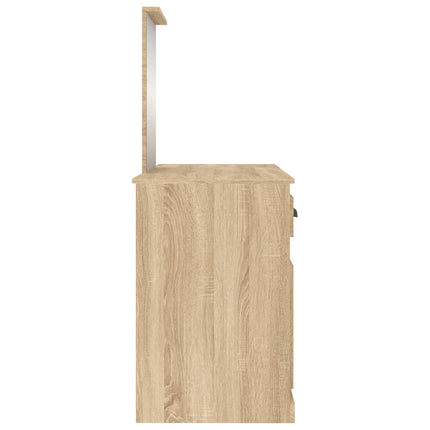 makeupbord med spejl 130x50x132,5 cm brun sonoma-eg