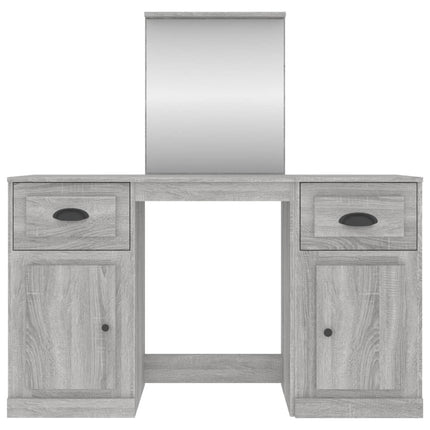 makeupbord med spejl 130x50x132,5 cm grå sonoma-eg