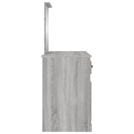 makeupbord med spejl 130x50x132,5 cm grå sonoma-eg