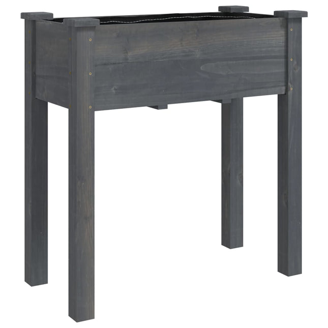 plantekasse med foring 71x37x76 cm massivt fyrretræ grå
