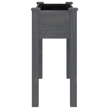 plantekasse med foring 71x37x76 cm massivt fyrretræ grå