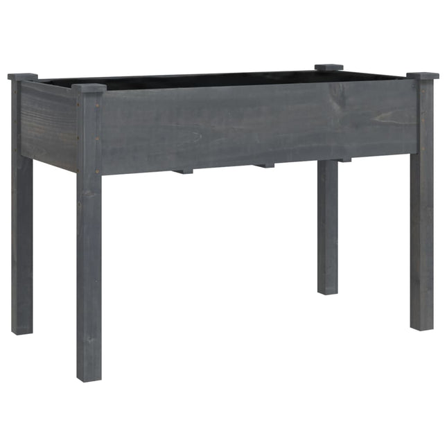 plantekasse med foring 118x59x76 cm massivt fyrretræ grå