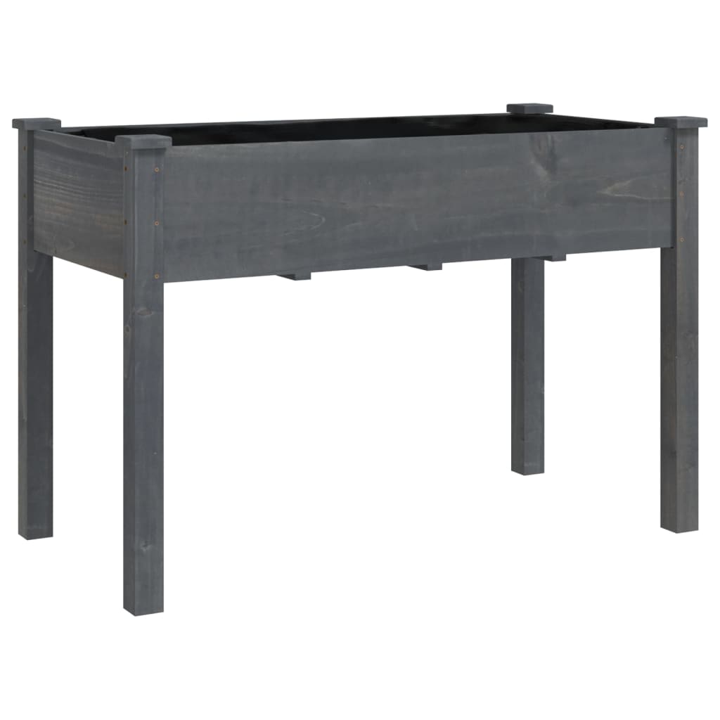 plantekasse med foring 118x59x76 cm massivt fyrretræ grå