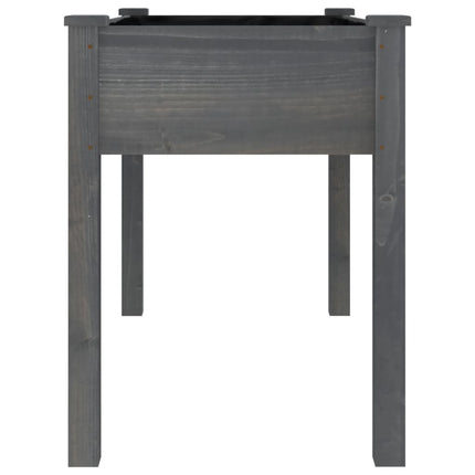 plantekasse med foring 118x59x76 cm massivt fyrretræ grå