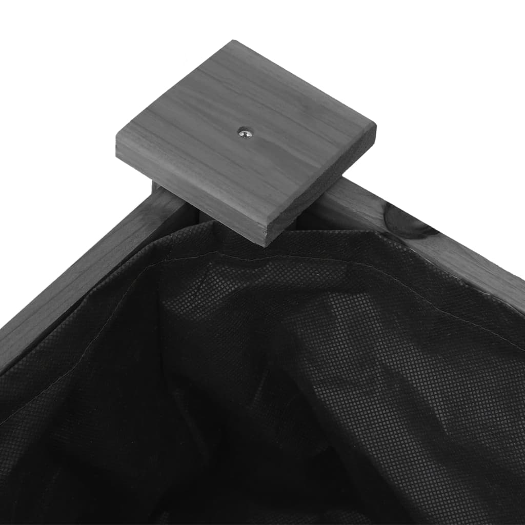 plantekasse med foring 118x59x76 cm massivt fyrretræ grå