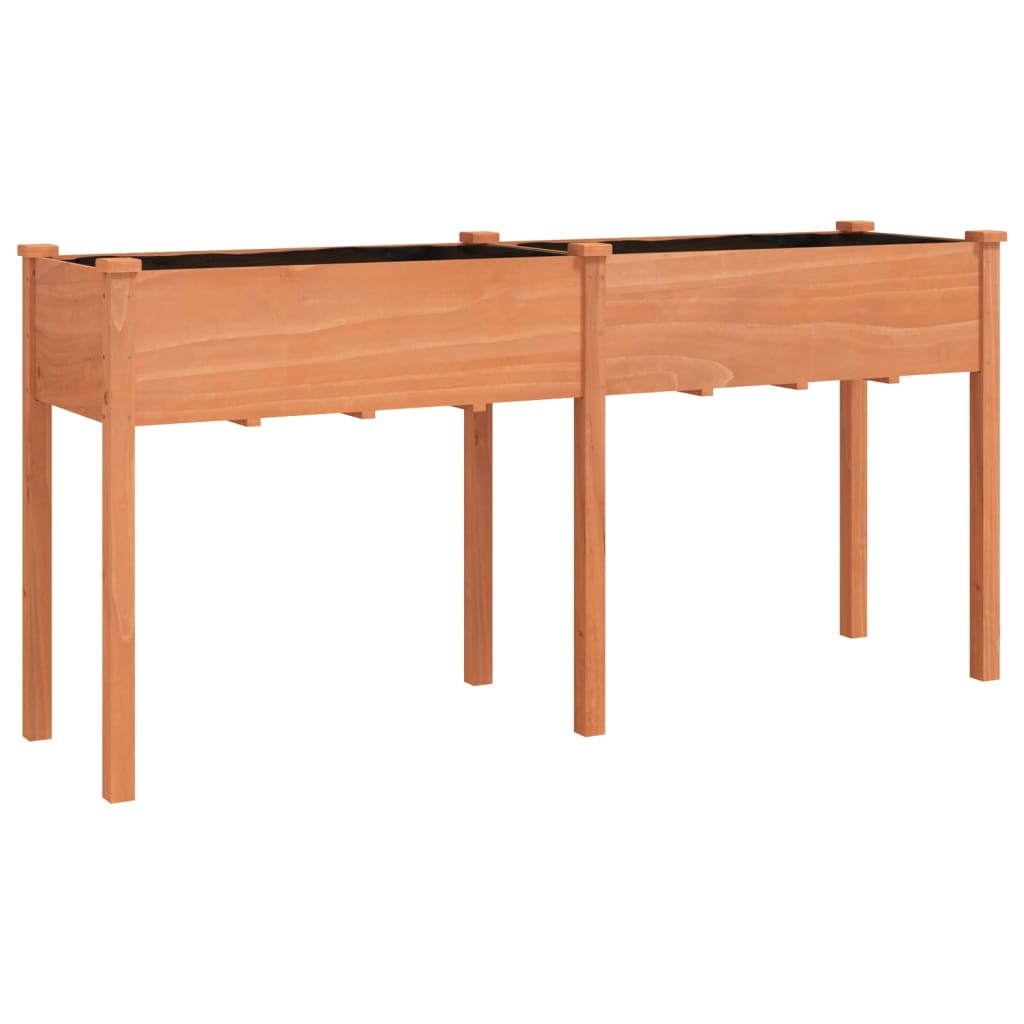 plantekasse med foring 161x45x76 cm massivt fyrretræ brun
