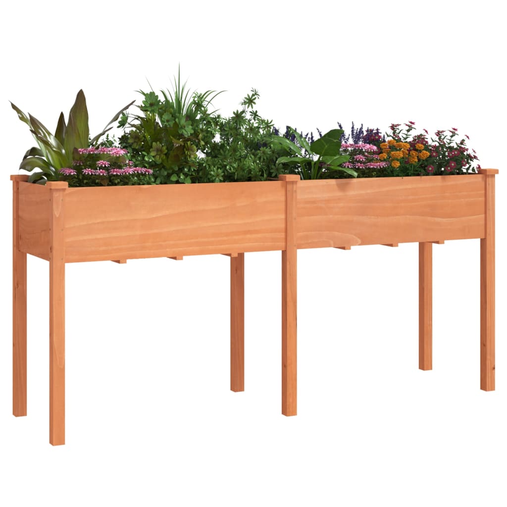 plantekasse med foring 161x45x76 cm massivt fyrretræ brun