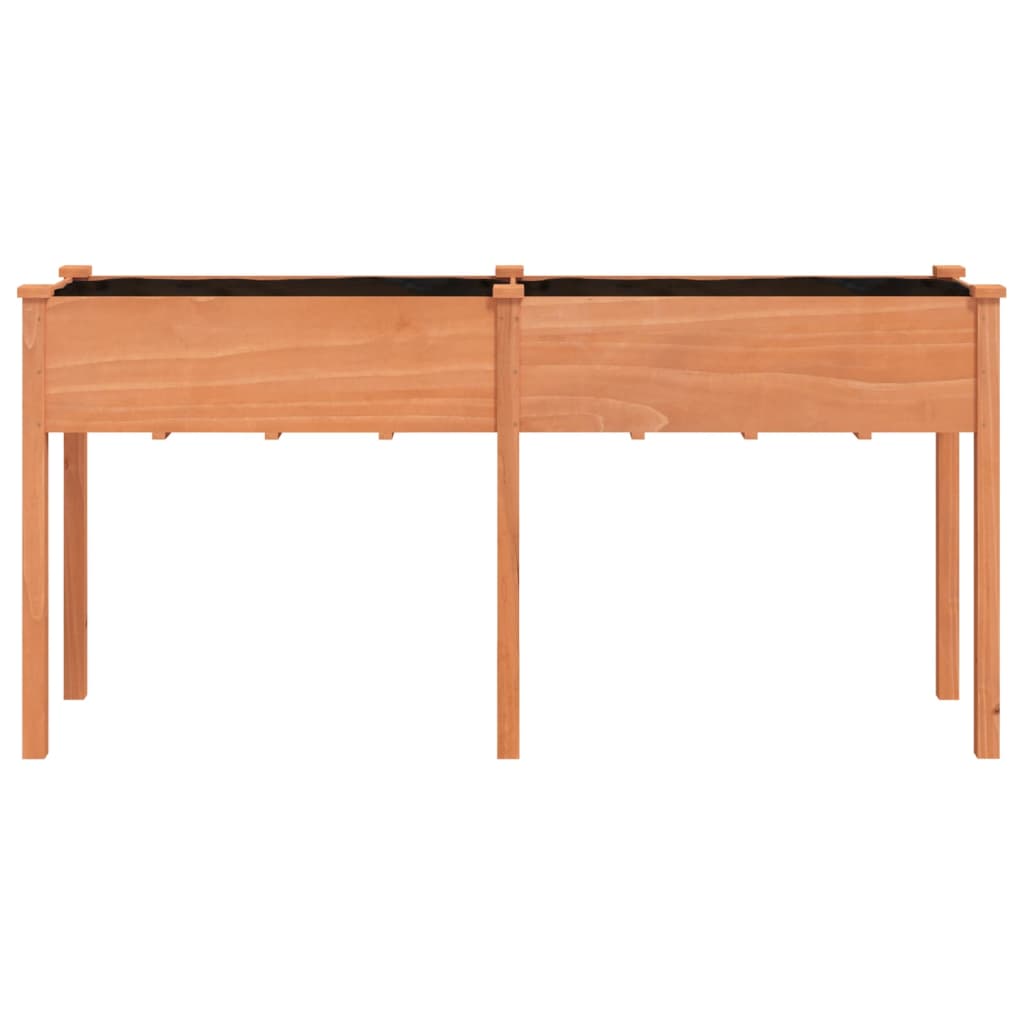 plantekasse med foring 161x45x76 cm massivt fyrretræ brun