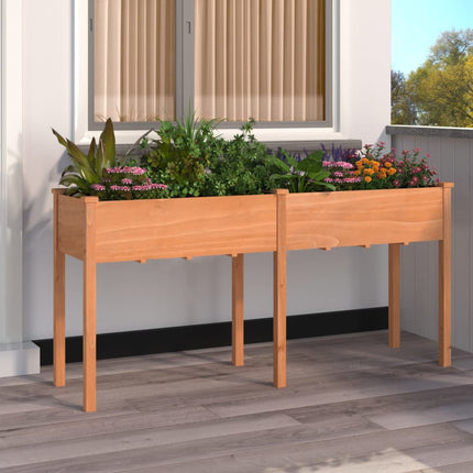 plantekasse med foring 161x45x76 cm massivt fyrretræ brun