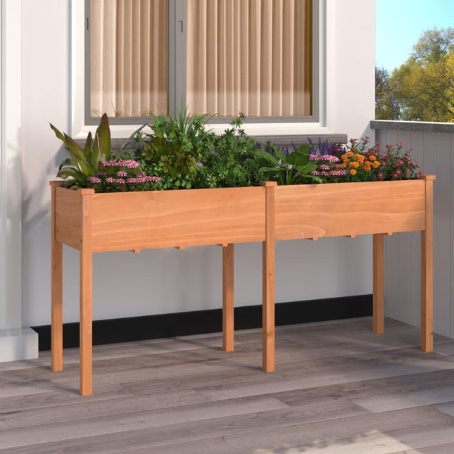 plantekasse med foring 161x45x76 cm massivt fyrretræ brun