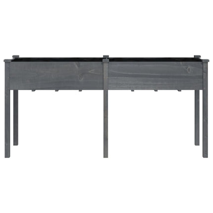 plantekasse med foring 161x45x76 cm massivt fyrretræ grå