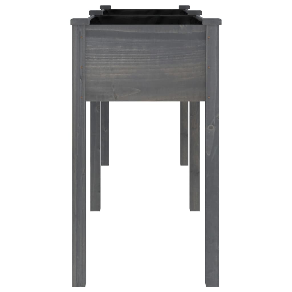 plantekasse med foring 161x45x76 cm massivt fyrretræ grå
