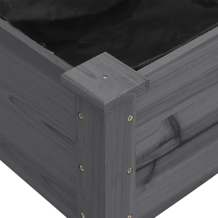 plantekasse med foring 161x45x76 cm massivt fyrretræ grå
