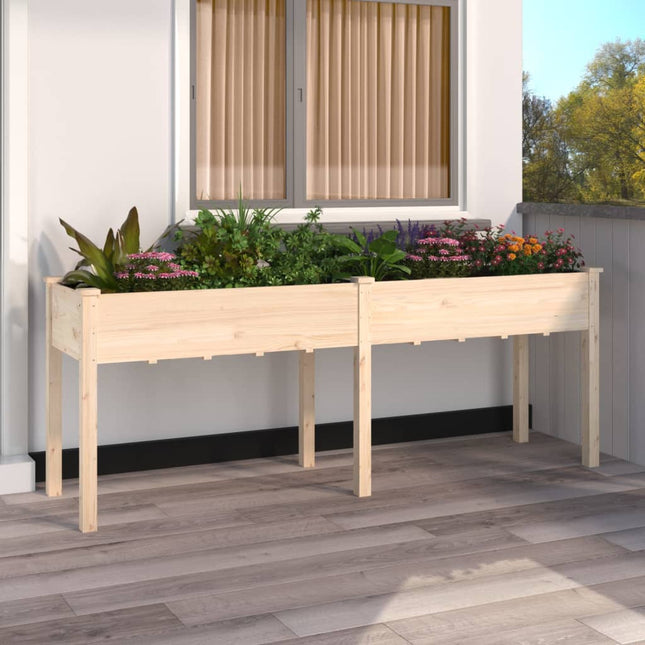 plantekasse med foring 203x53x76 cm massivt fyrretræ