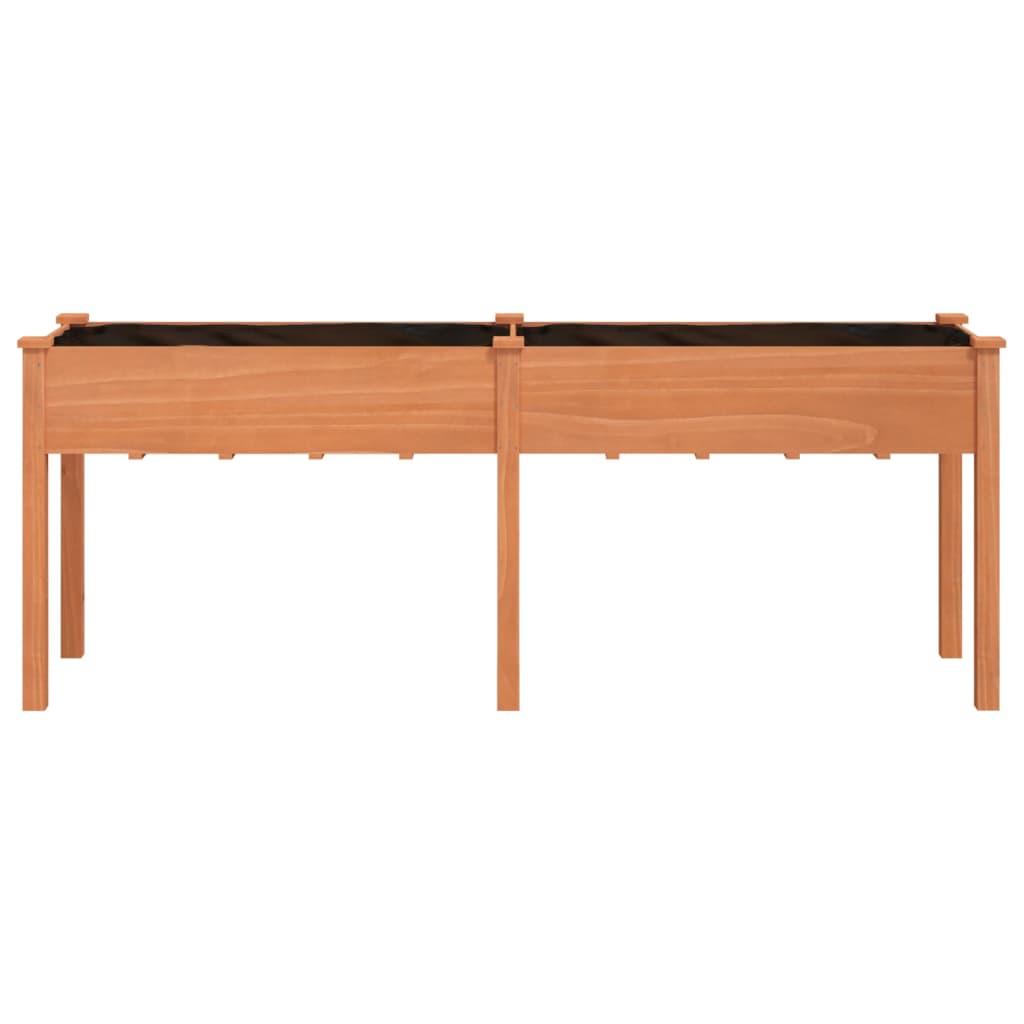 plantekasse med foring 203x53x76 cm massivt fyrretræ brun